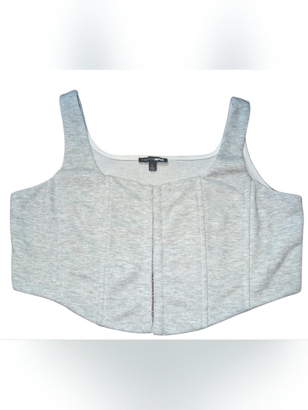 Fashion Nova Gray Scoop Neck Crop Tank Top
